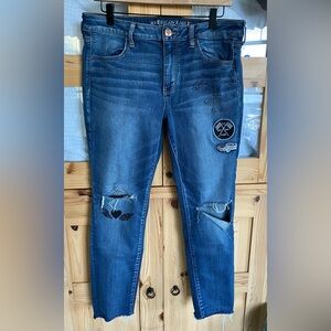 American Eagle Outfitters Dark Blue Distressed Jeans